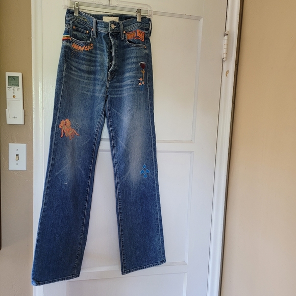MOTHER Jean's Emboidered Patches Size 27 - Picture 1 of 12